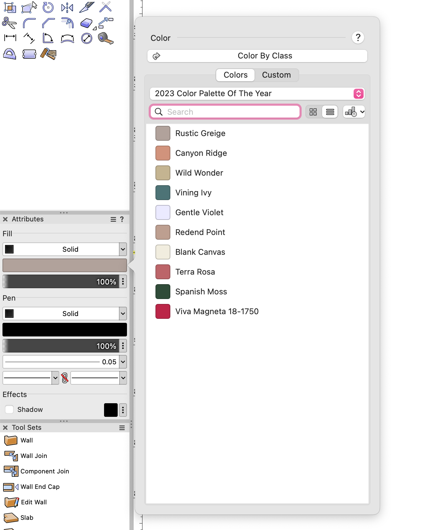 Color Palette Manager in Vectorworks
